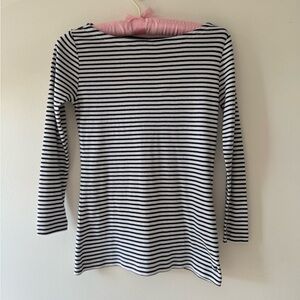 Vineyard Vines White Striped Long Sleeve Boat Neck Top‎